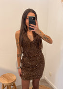 Robe à sequins LIOR marron