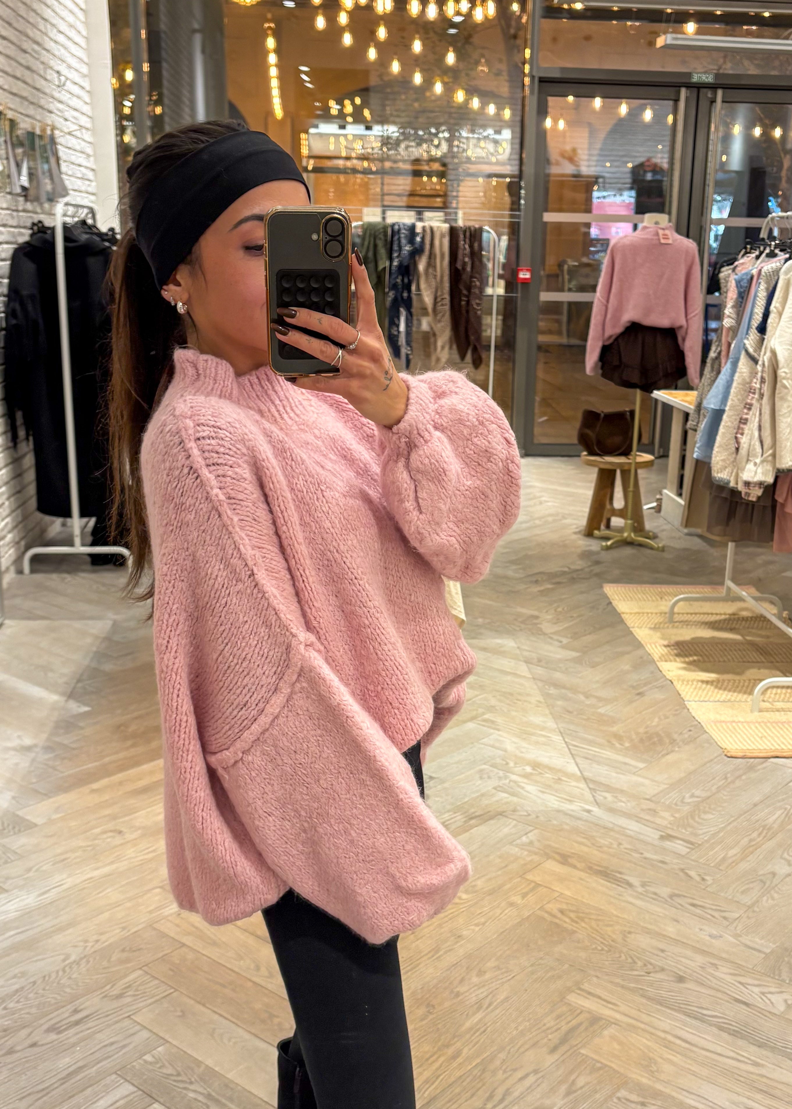 Pull Cloé en laine et kid mohair rose