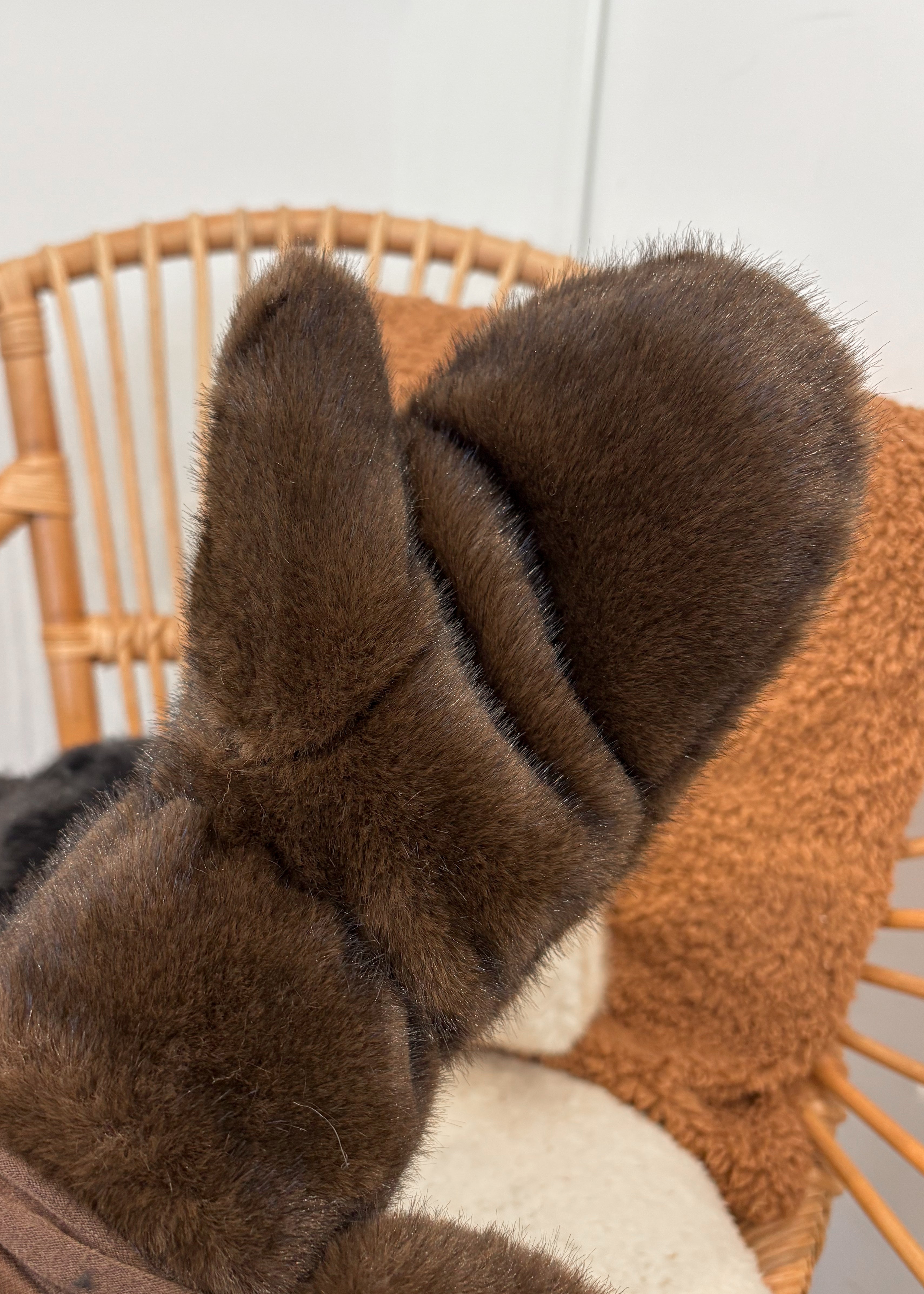 Moufles en fourrure chocolat