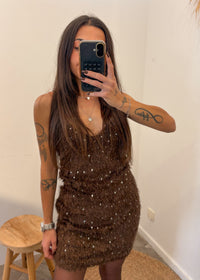 Robe à sequins LIOR marron