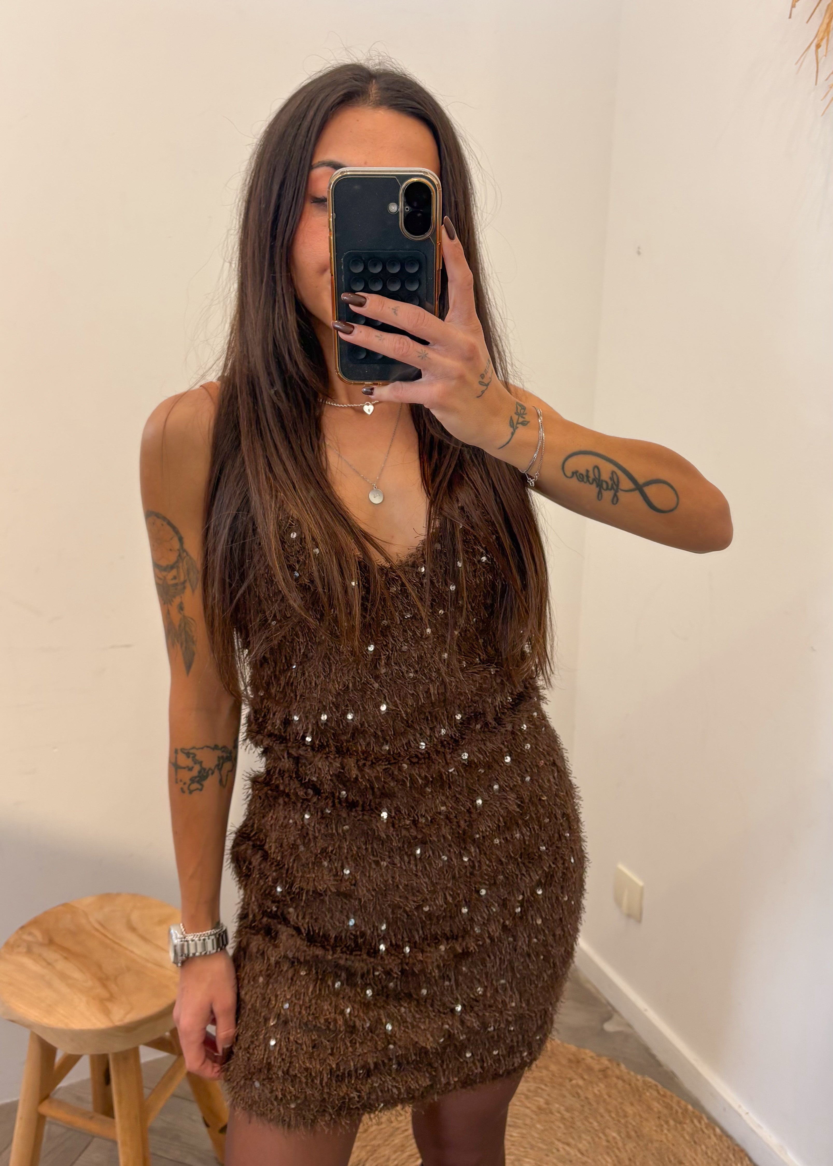 Robe à sequins LIOR marron