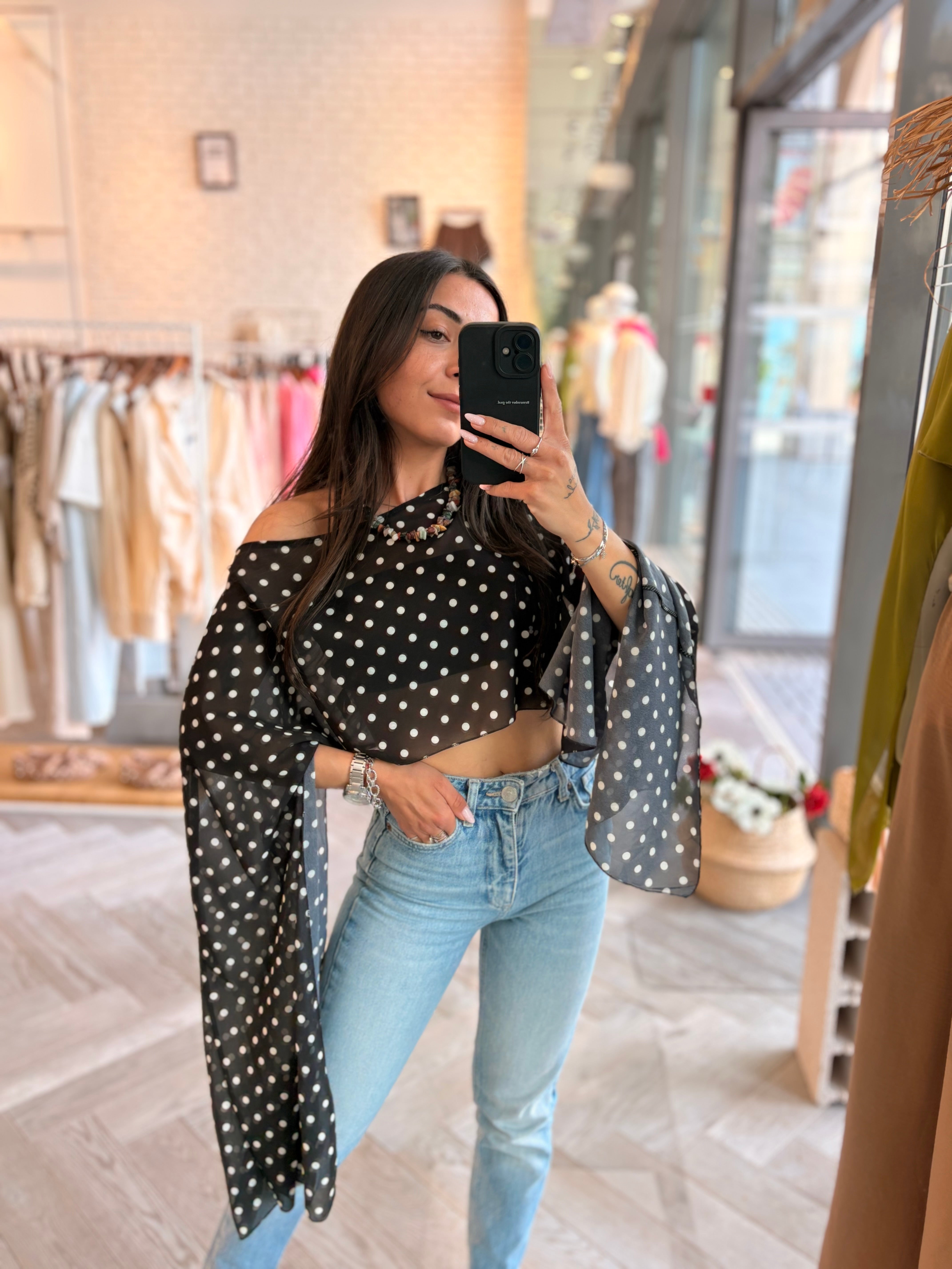Blouse à pois JINA noir