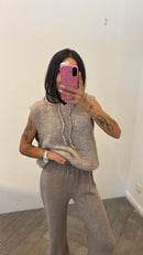 Pantalon en maille LYANNA marron