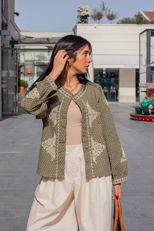Veste brodée Suzanne kaki