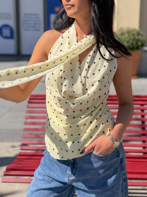 Top à pois ADELIE jaune