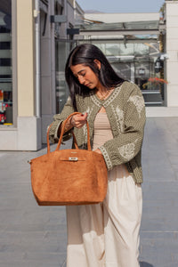 Sac cabas suède Milan brun