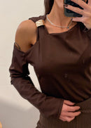 Top asymétrique ROMI marron