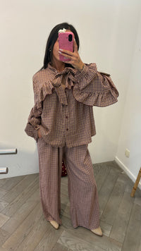 Blouse EMILIA vichy marron bordeaux