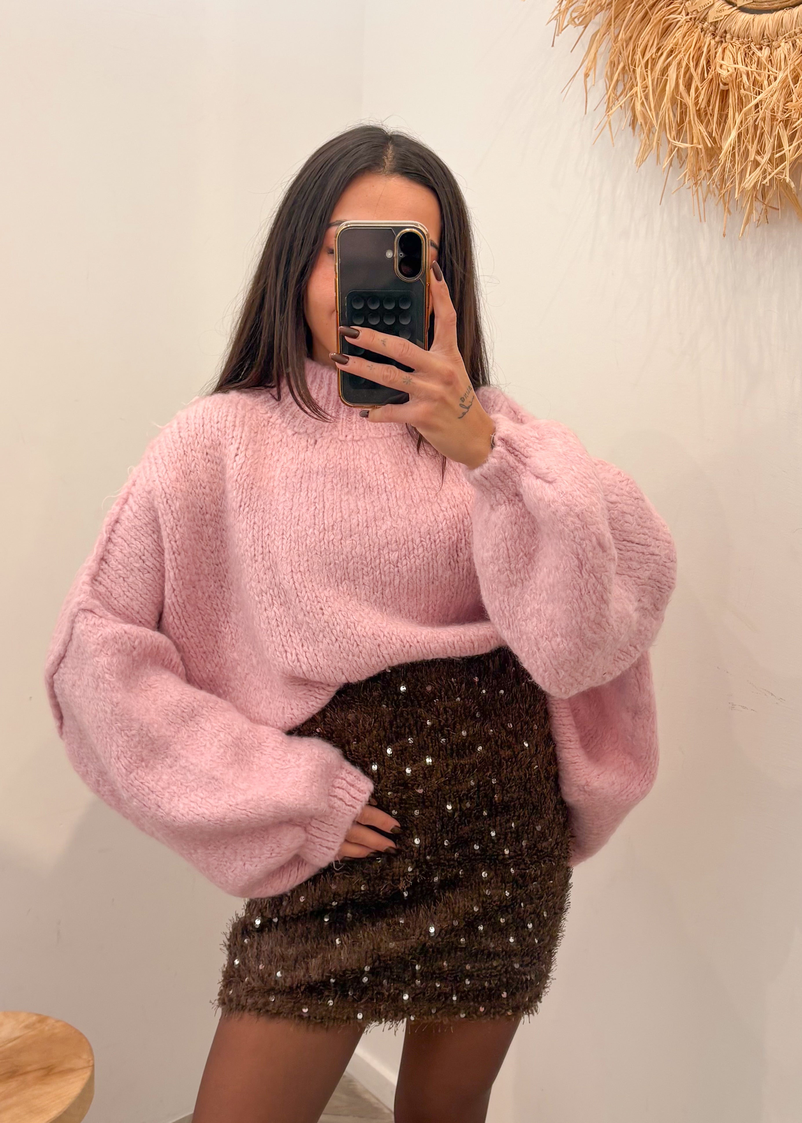 Jupe à sequins SOHEL marron