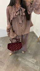 Pantalon PABLO vichy marron bordeaux