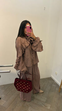 Blouse EMILIA vichy marron bordeaux