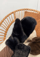 Moufles en fourrure noir