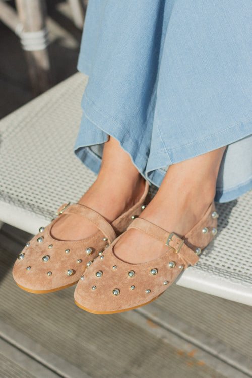 Mocassins ballerines à clous Ansel taupe