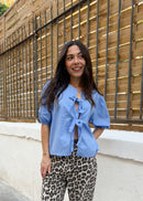 Sharon sky blue - bow shirt 