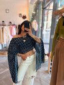 Blouse à pois JINA bleu marine