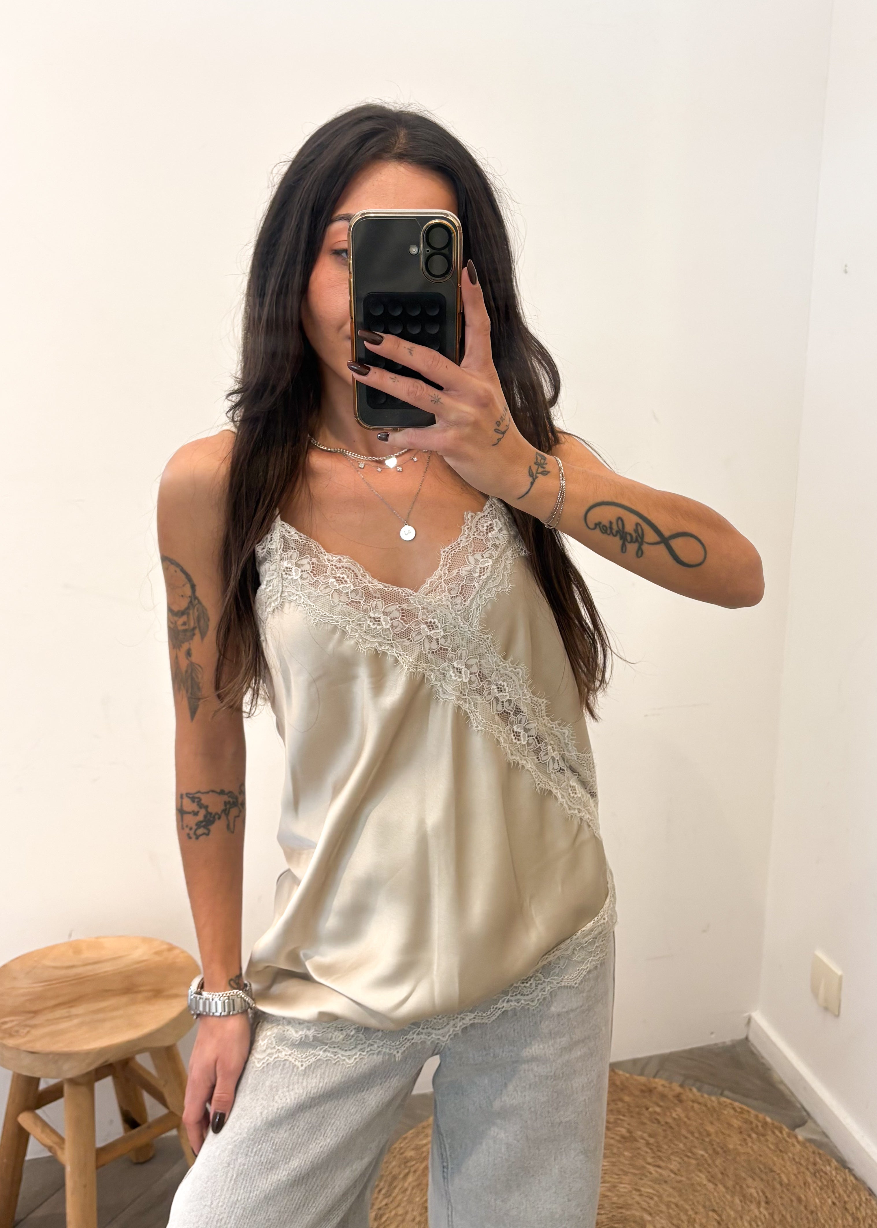 Top satiné LEVI beige