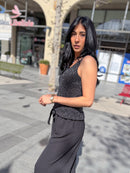 Top à bretelles scintillant RENATA noir