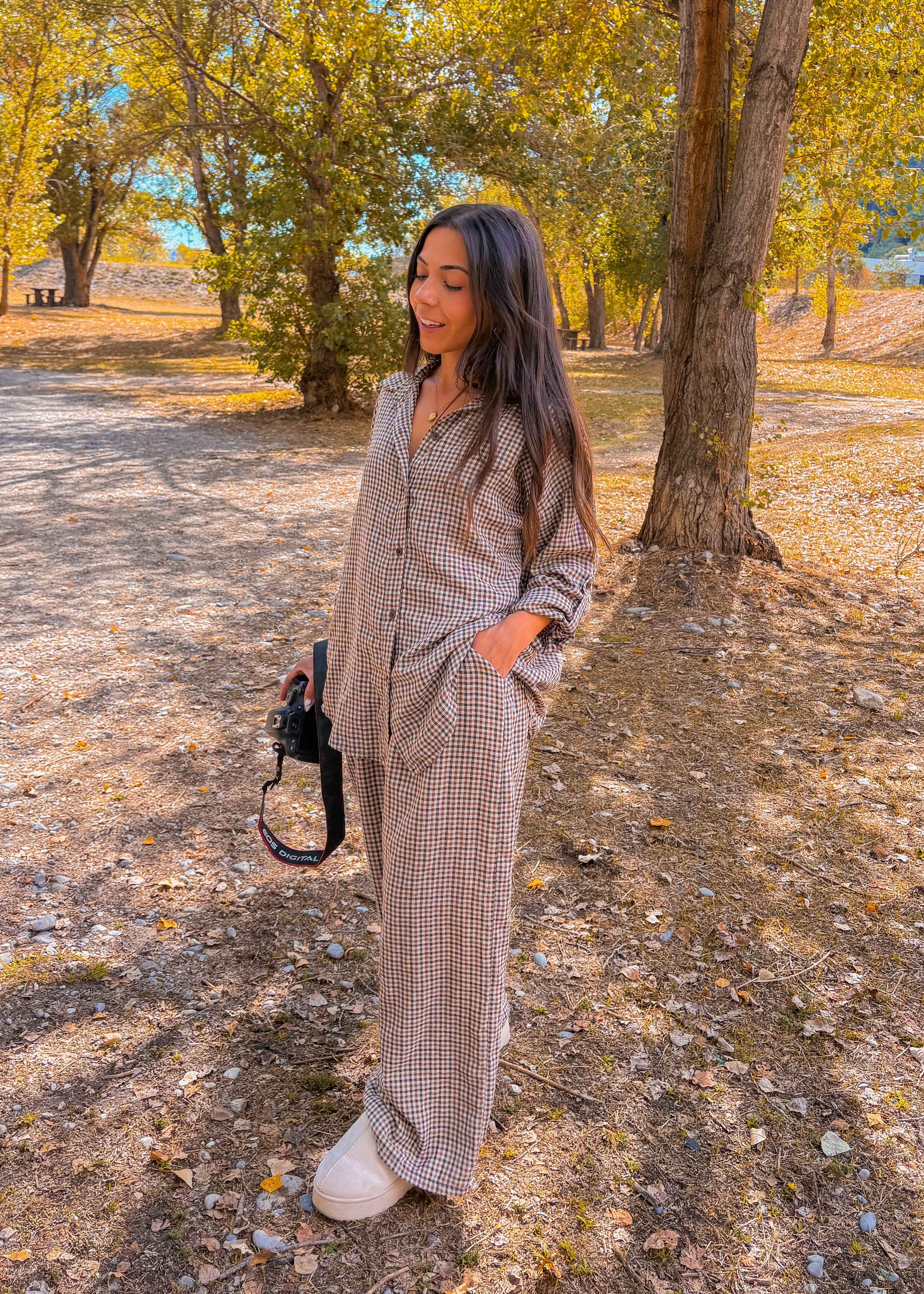 Chemise LINA vichy marron foncé