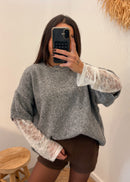 Pull en laine et alpaga MIRELLA gris