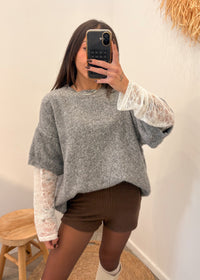 Pull en laine et alpaga MIRELLA gris