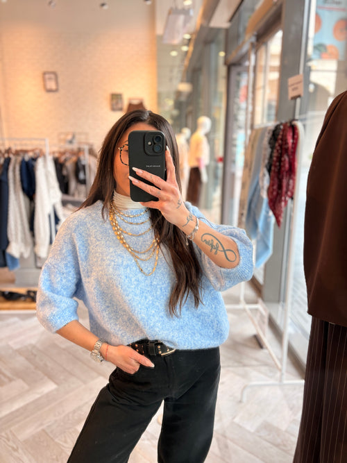 Pull laine et alpaga FELIA bleu