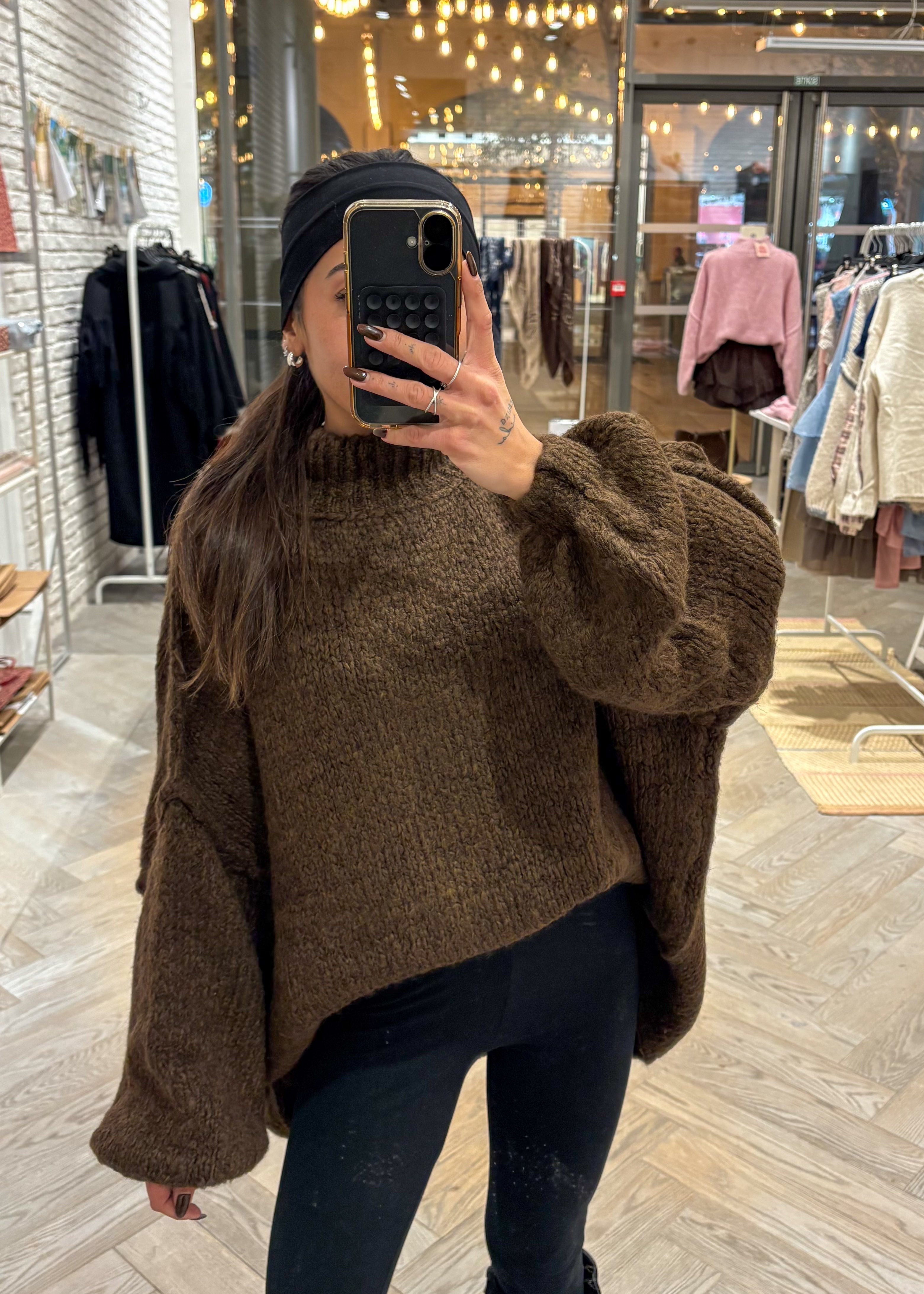 Pull Cloé en laine et kid mohair marron