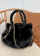 Sac à main en fourrure noir