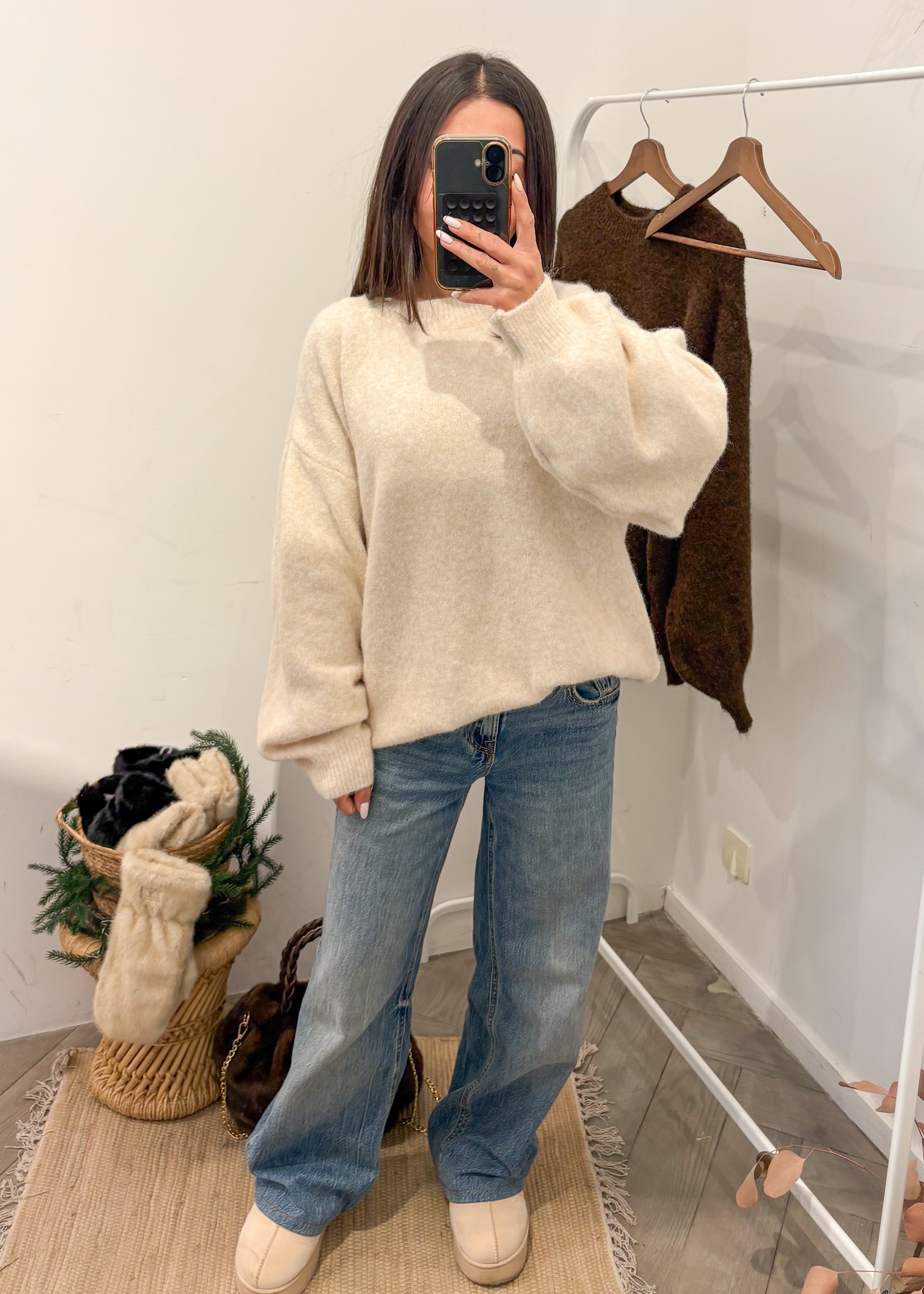 Pull LILOU écru laine et alpaga