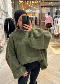 Pull Cloé en laine et kid mohair kaki