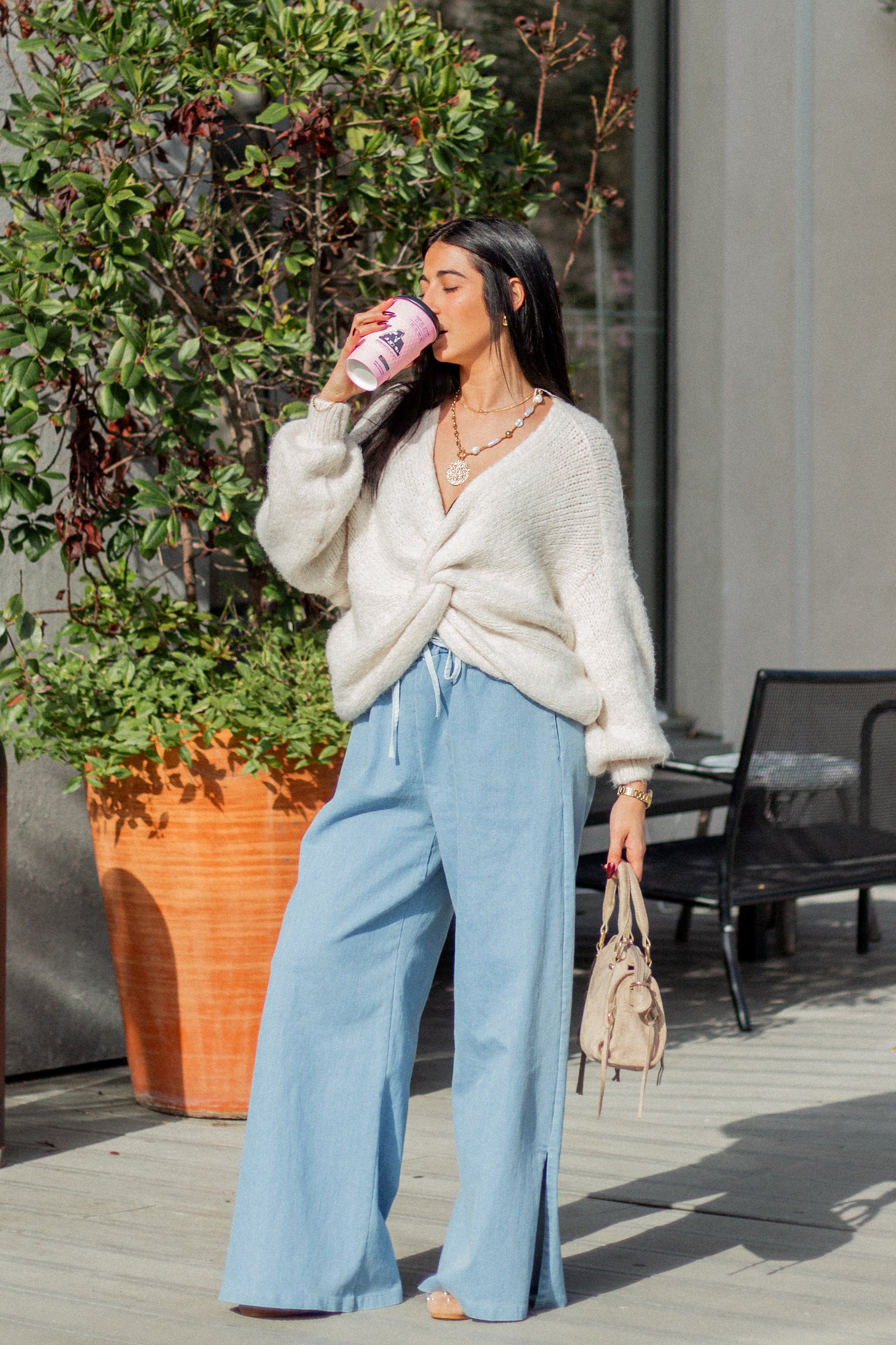 Pantalon en lyocell Anouk bleu