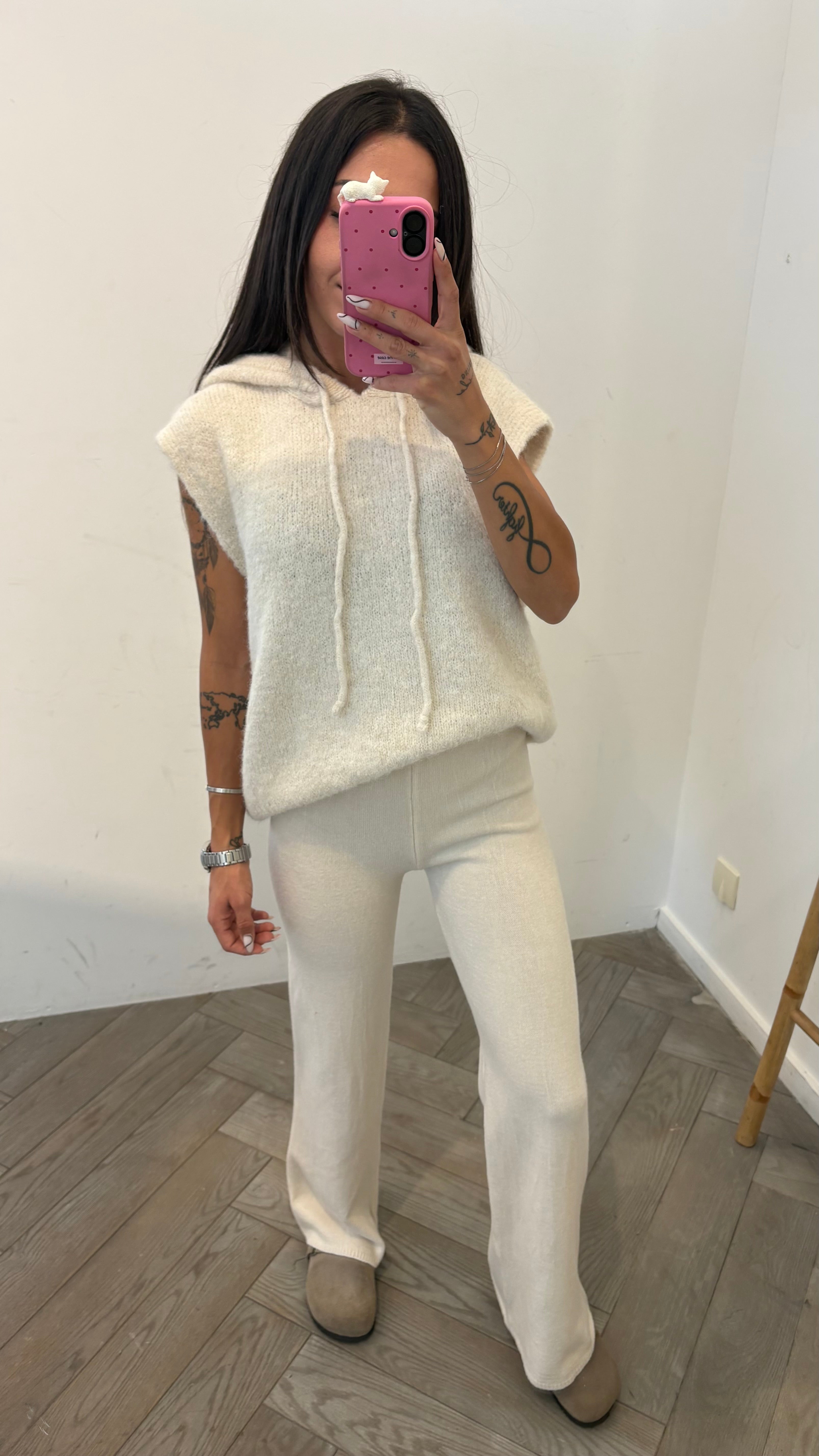 Pantalon en maille LYANNA écru