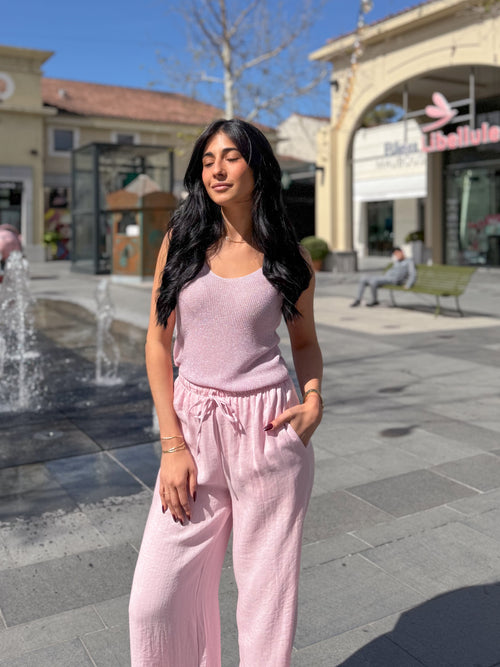 Pantalon ALFIE fluide rose