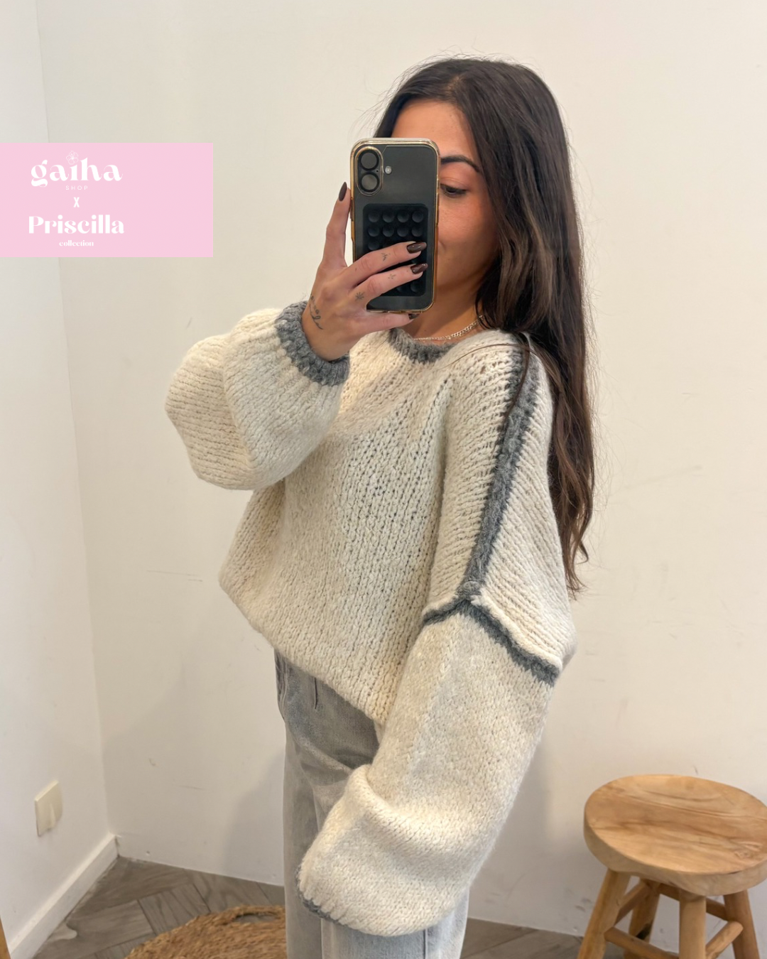 Pull en laine LEONTI beige