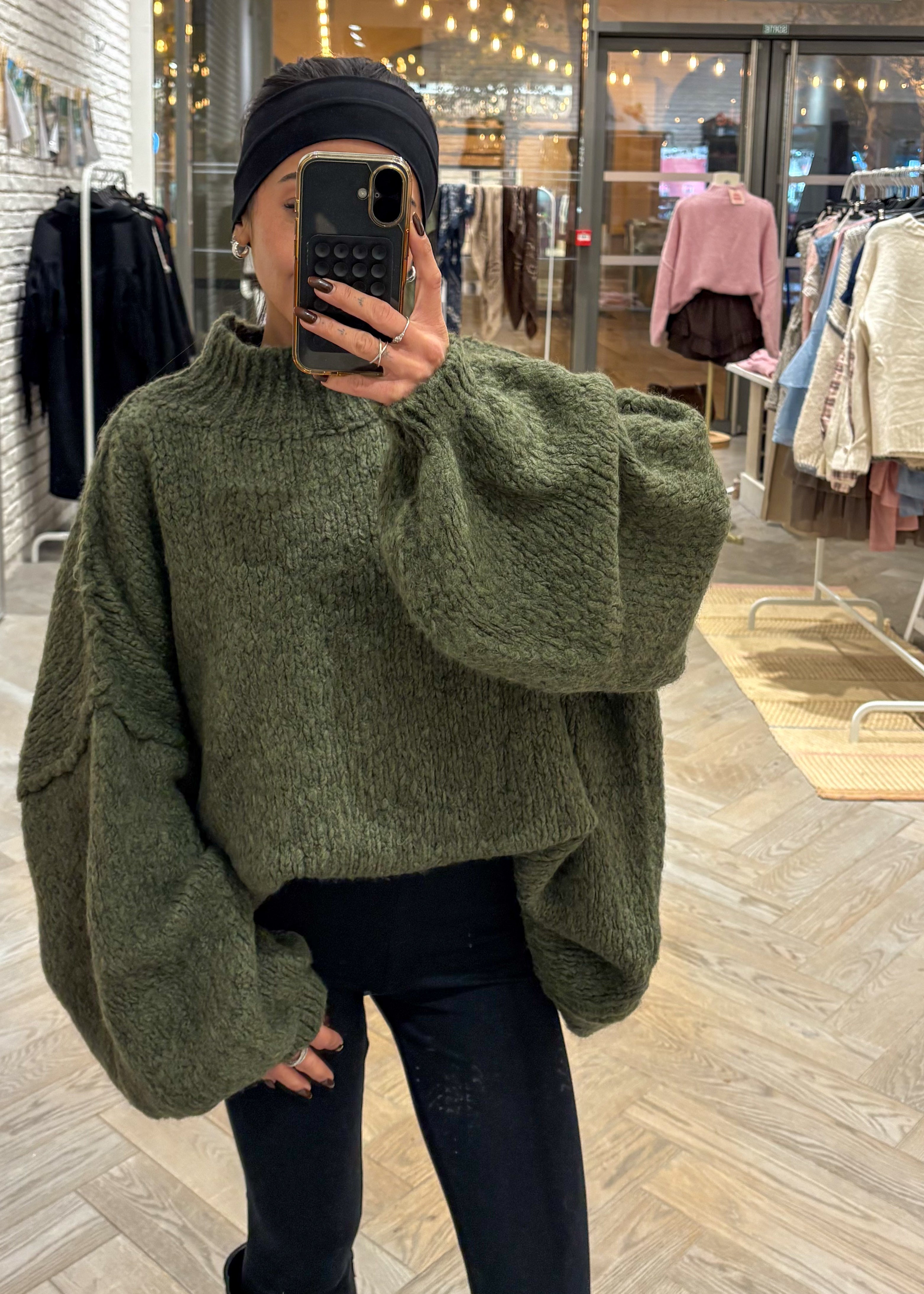 Pull Cloé en laine et kid mohair kaki