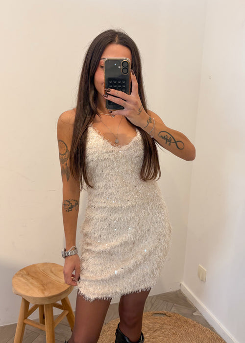 Robe à sequins LIOR beige