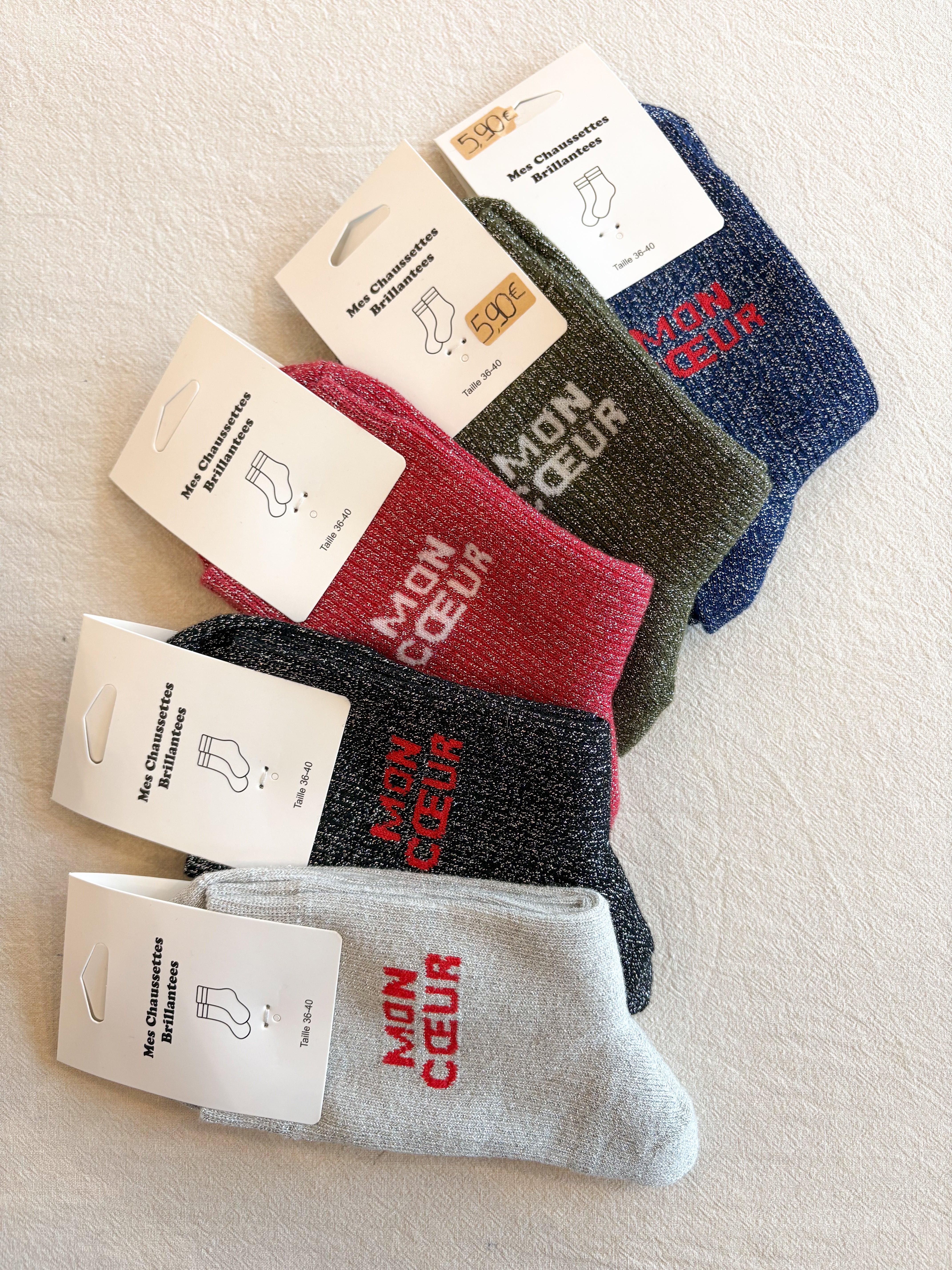 Chaussettes paillettes MON CŒUR