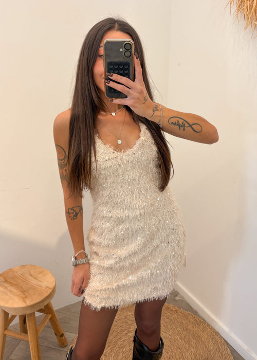 Robe à sequins LIOR beige