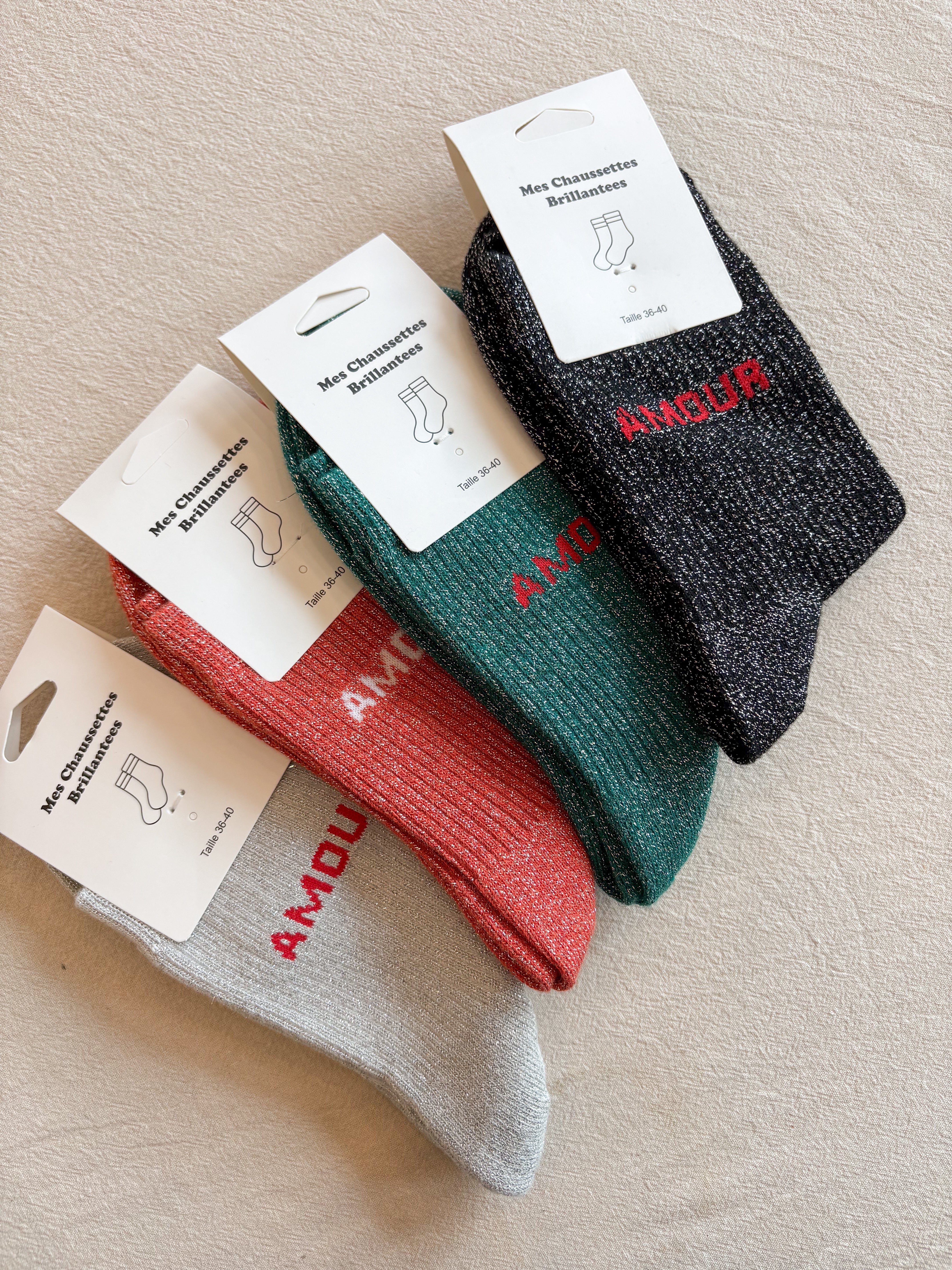 Chaussettes paillettes MON AMOUR