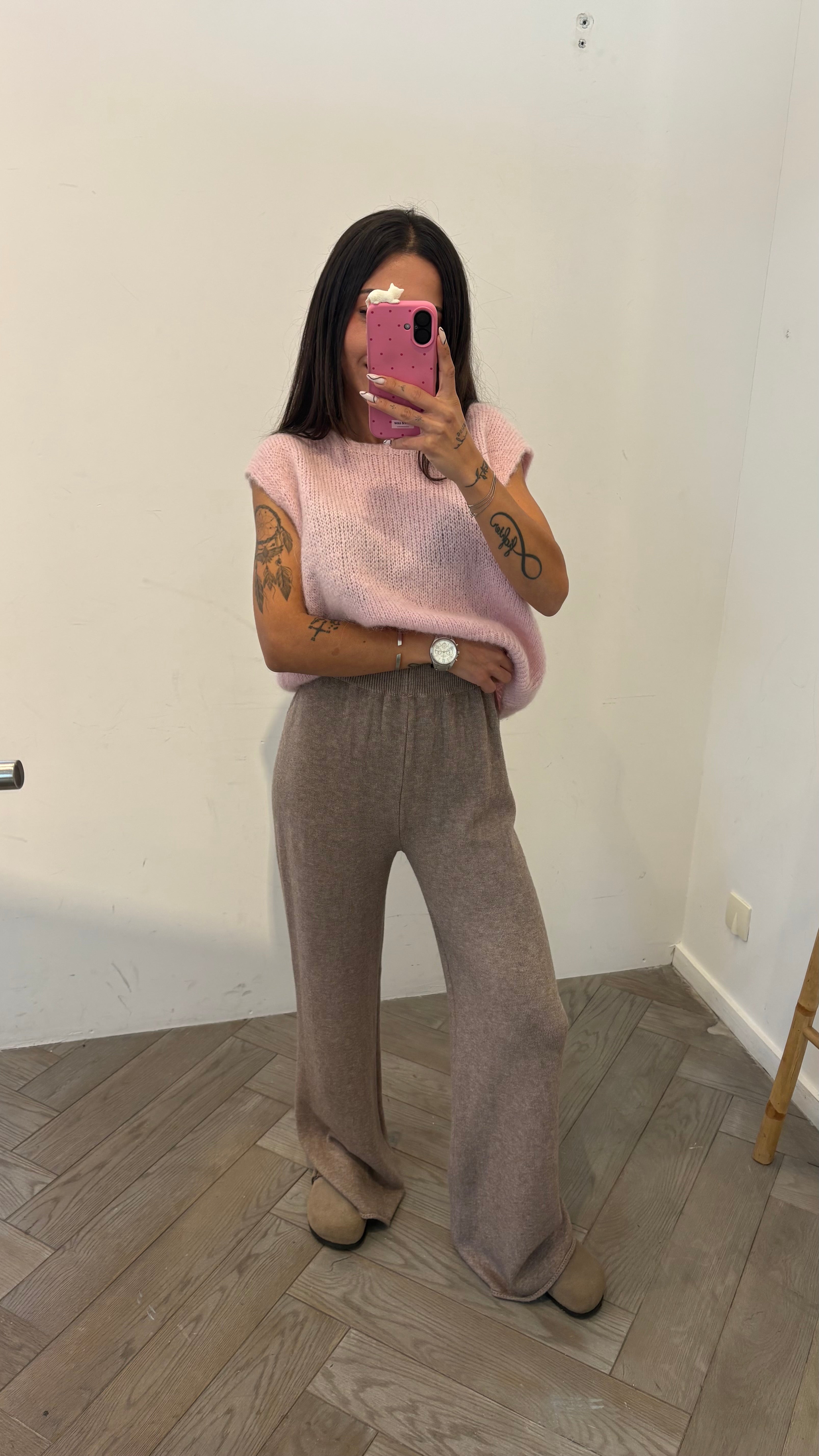 Pantalon en maille LYANNA marron