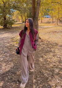 Chemise LINA vichy marron foncé