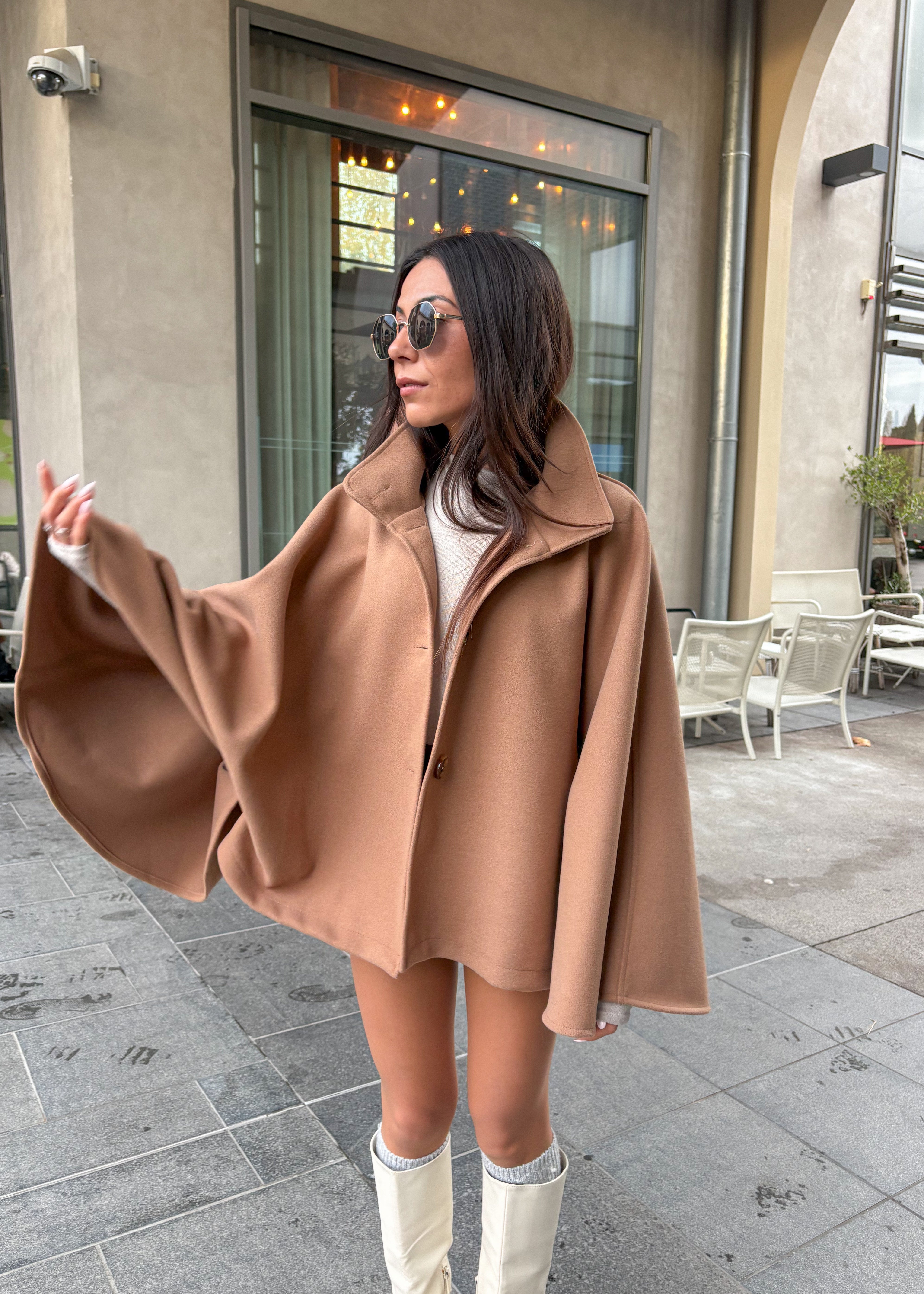 Manteau cape INDY camel