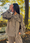 Blouse EMILIA vichy marron foncé