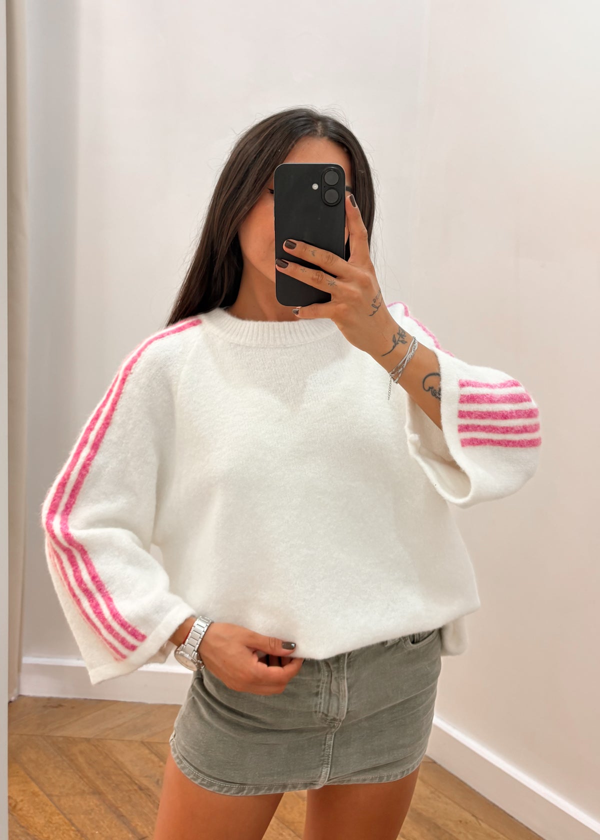Pull CHELSEA en laine et alpaga blanc