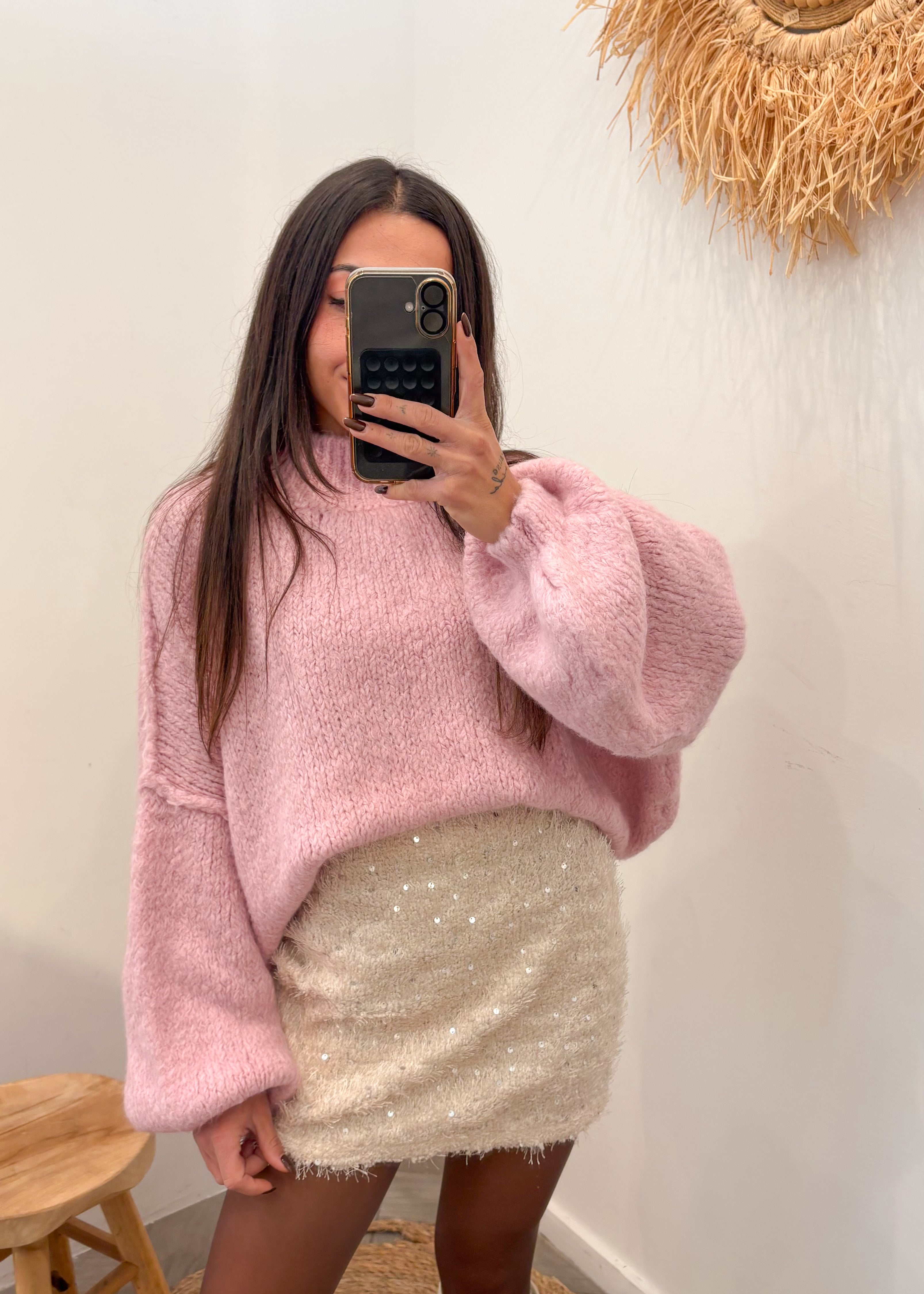 Jupe à sequins SOHEL beige