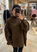 Pull Cloé en laine et kid mohair marron