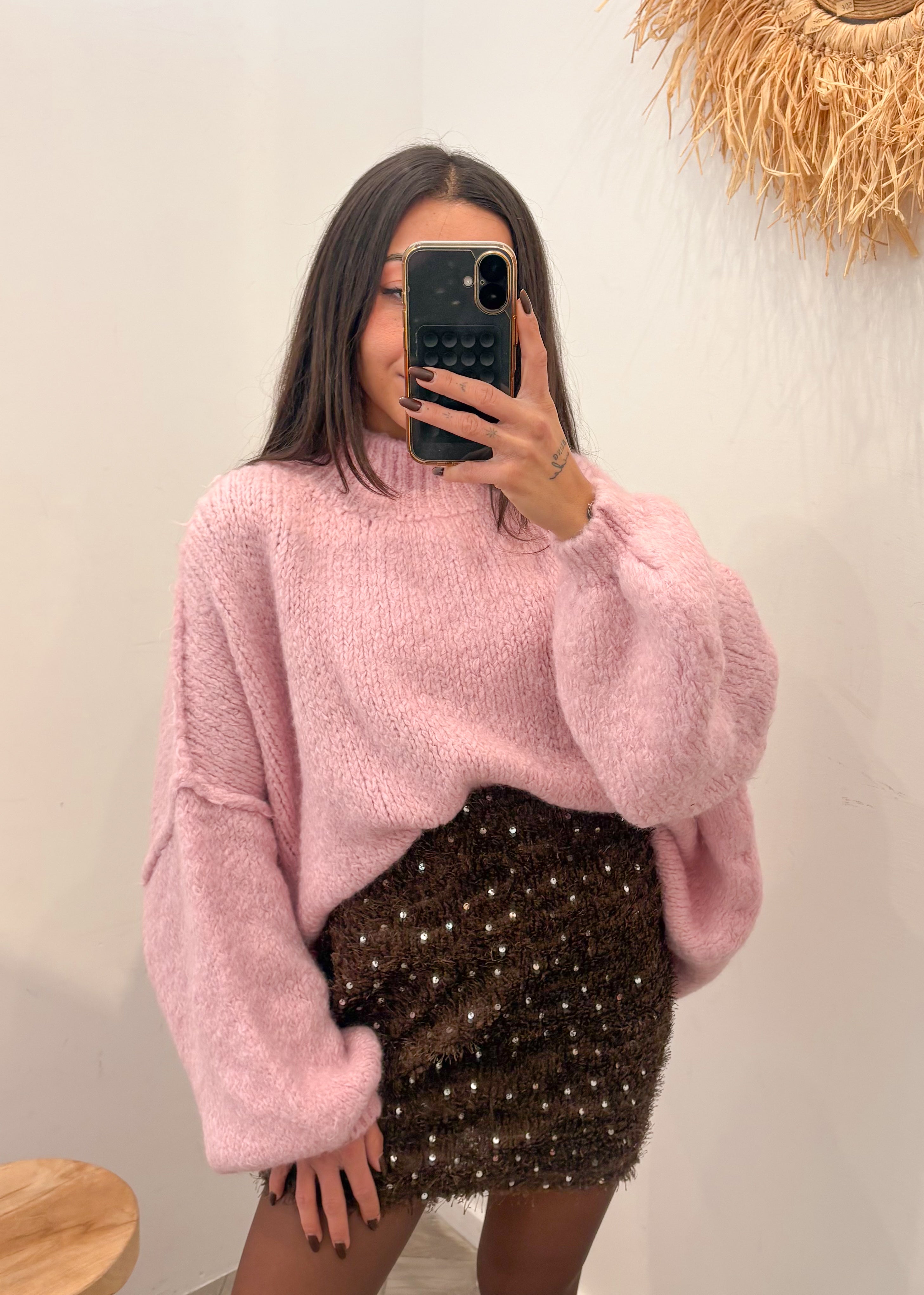 Jupe à sequins SOHEL marron