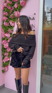 Short à sequins noir - Fall