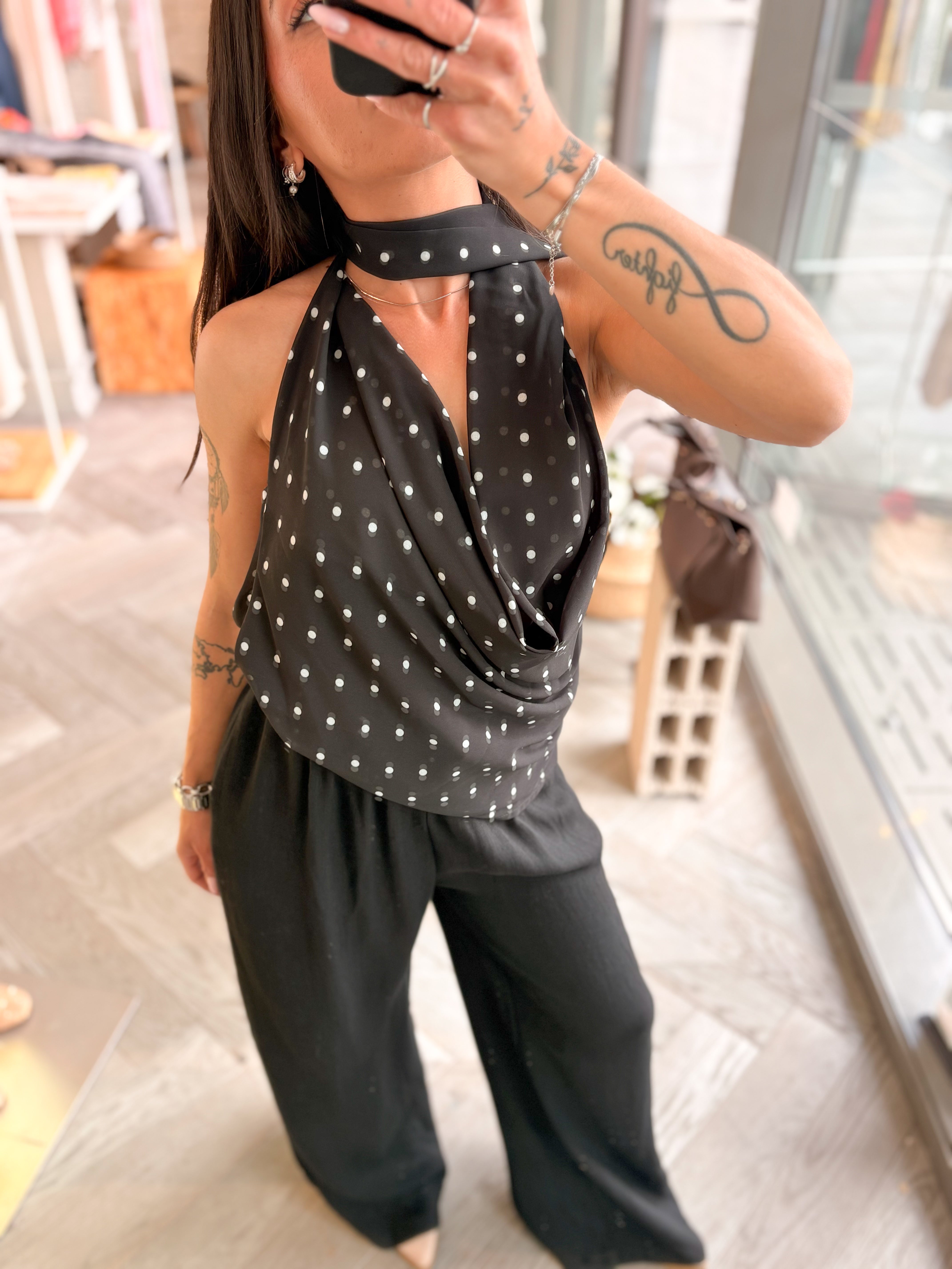 Top polka dot ADELIE noir