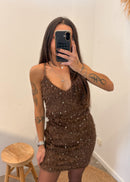 Robe à sequins LIOR marron