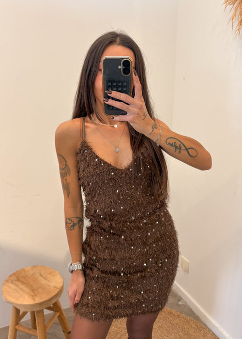 Robe à sequins LIOR marron